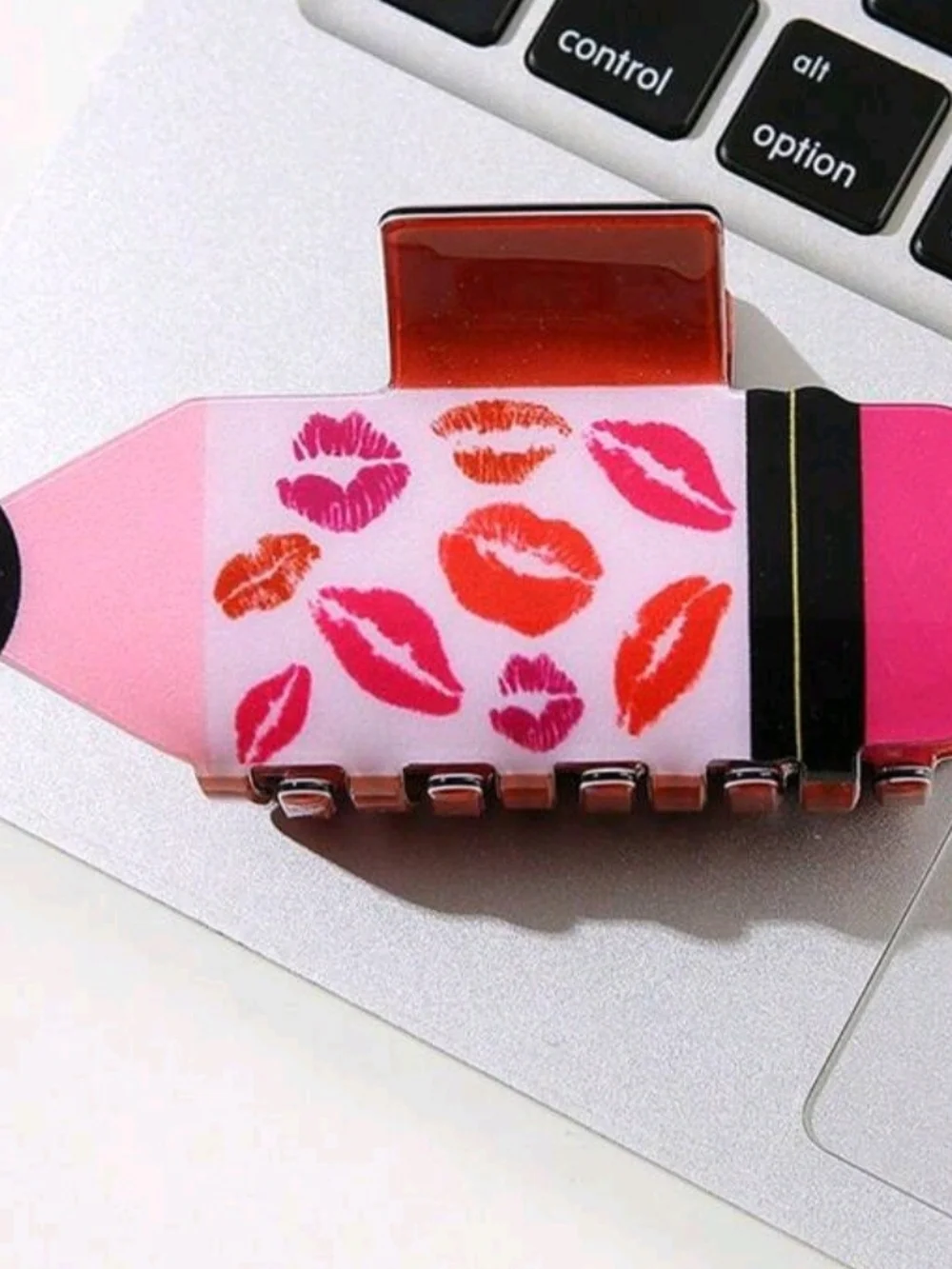 Pink Kiss Lipstick-Shaped Acrylic Hair Claw Clip